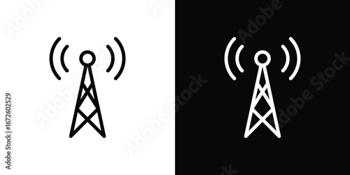 Antenna icon. Vector linear icon isolated in black and white