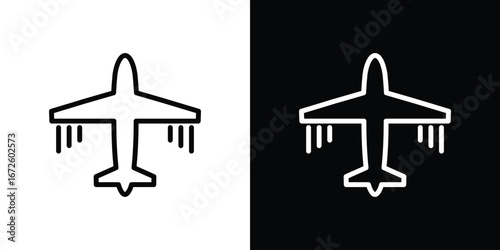 Airplane icon. Vector linear icon isolated in black and white