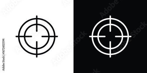 Aim icon. Vector linear icon isolated in black and white