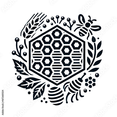 Honeycomb symbol isolated on white background