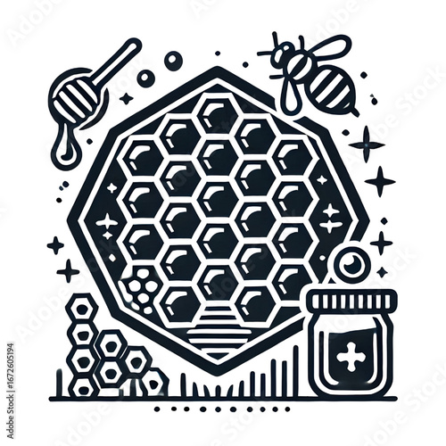 Honeycomb symbol isolated on white background