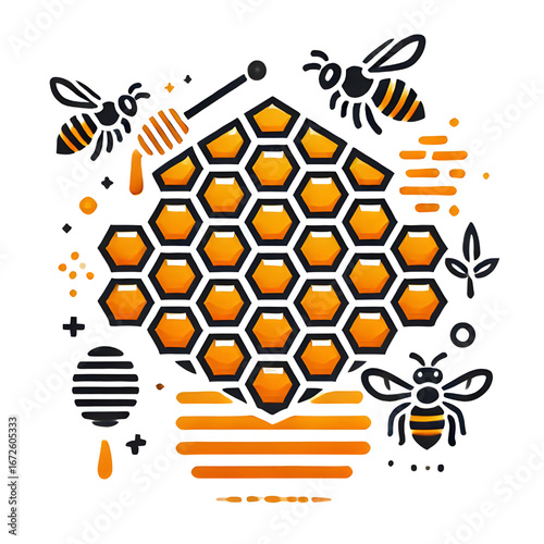Honeycomb symbol isolated on white background