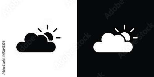 Partially cloudy icon design vector collection. flat icons.