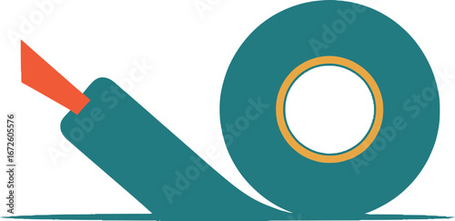 Teal Adhesive Tape Dispenser, Roll of Tape Icon, Packaging Tape Graphic, Sticky Tape Illustration, Office Supply Icon