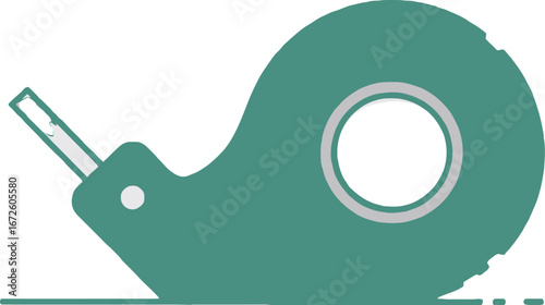 Green Tape Dispenser Icon, Office Supply Tape Roll, Teal Adhesive Tape Graphic, Simple Tape Dispenser Illustration, Flat Design Tape Icon