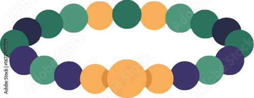 Colorful Beaded Bracelet, Abstract Bead Pattern Design, Teal Orange Purple Beads, Boho Style Bead Jewelry, Circular Bead Arrangement