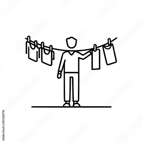 Laundry day chores hanging clothes line dry housework routine domestic task household duty drying apparel clean clothes
