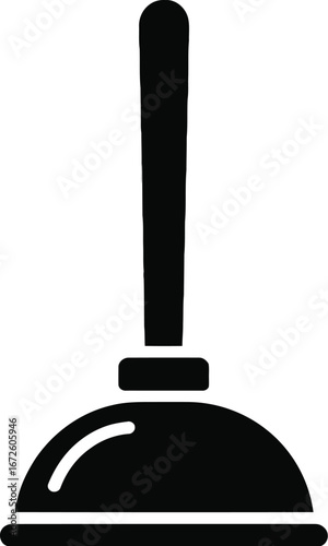Plunger Icon, Plumbing Repair Symbol, Toilet Plunger Graphic, Simple Plunger Illustration, Black Plunger Silhouette