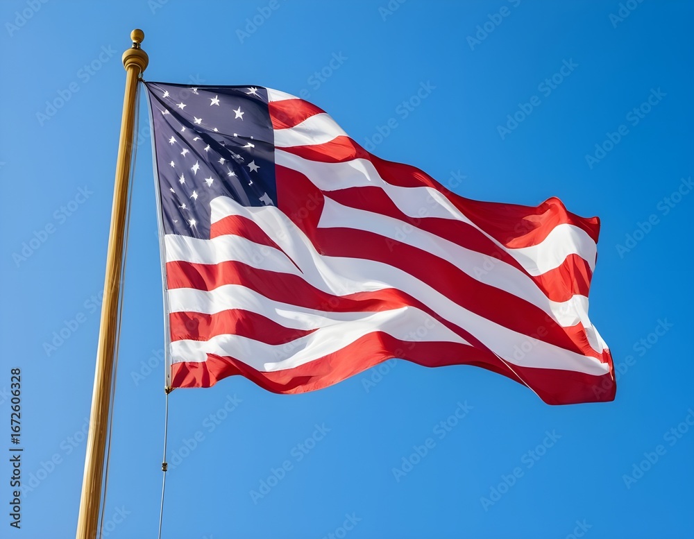 Fototapeta premium american flag on blue sky