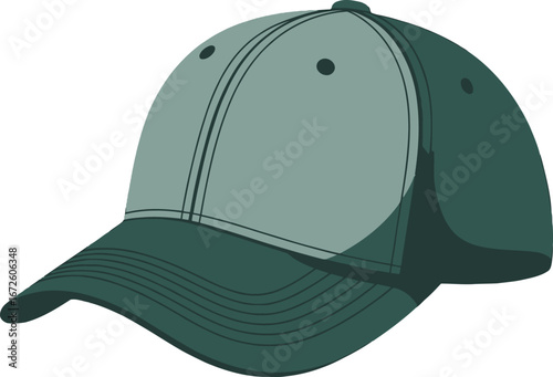 Green Baseball Cap, Stylish Dad Hat Mockup, Dark Green Cap Apparel, Blank Baseball Hat Template, Men's Fashion Accessory Cap