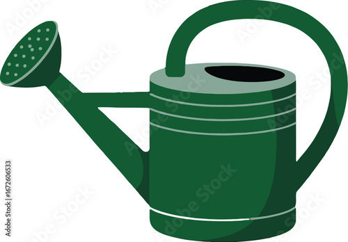 Green Watering Can, Gardening Tool Illustration, Spring Garden Watering, Metal Watering Can Clipart, Eco-Friendly Watering Can
