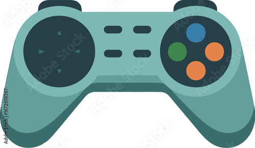 Retro Game Controller Icon, Vintage Gaming Joystick, Classic Gamepad Graphic, Teal Game Controller Illustration, Gaming Control Flat Icon