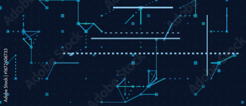 Futuristic digital interface with abstract geometric tech elements.