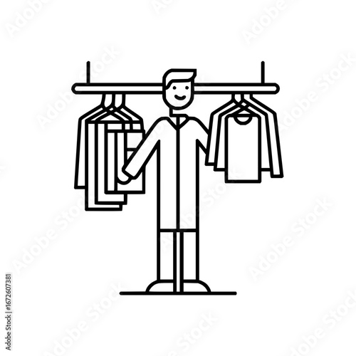 Clothing store stylist fashion designer personal shopper wardrobe consultant clothes rack apparel display
