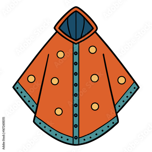 Rain Poncho Vector Illustration | Waterproof Coat Flat Design