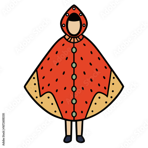Rain Poncho Vector Illustration | Waterproof Coat Flat Design
