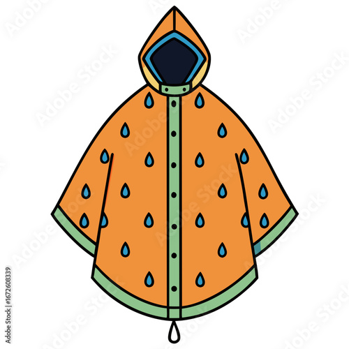 Rain Poncho Vector Illustration | Waterproof Coat Flat Design