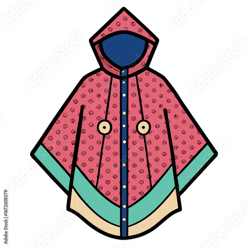 Rain Poncho Vector Illustration | Waterproof Coat Flat Design