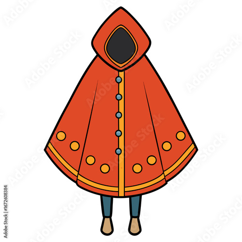 Rain Poncho Vector Illustration | Waterproof Coat Flat Design