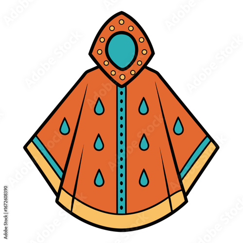 Rain Poncho Vector Illustration | Waterproof Coat Flat Design