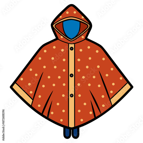 Rain Poncho Vector Illustration | Waterproof Coat Flat Design