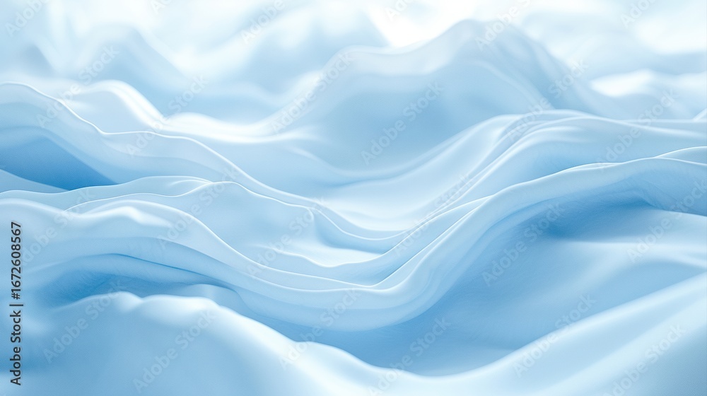 Obraz premium Soft blue fabric waves creating a serene and calming atmosphere for design and creative projects
