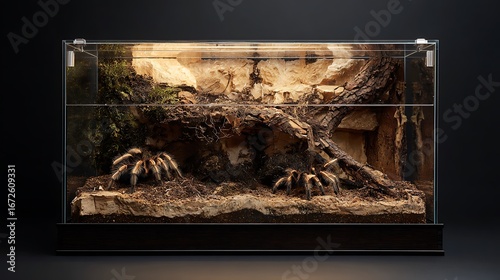 tarantula spider in a glass box