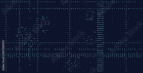 Abstract vector tech background with digital grid and circuit patterns.