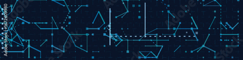 Abstract vector tech background with geometric lines and digital patterns.