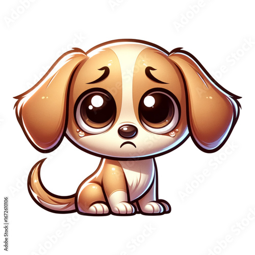 Crying Puppy: A lovable puppy, with large, soulful eyes, appears to be in a state of sadness, creating a poignant moment of tenderness.