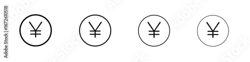 Yen icon symbol pictogram set