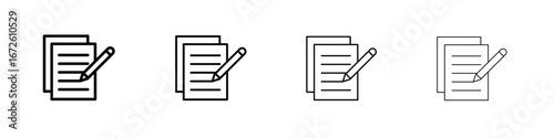 Writing icon symbol pictogram set