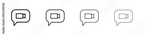 Video call icon symbol pictogram set
