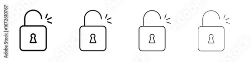 Unlock icon symbol pictogram set