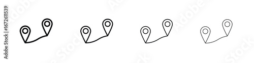Route icon symbol pictogram set