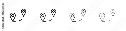 Route icon symbol pictogram set