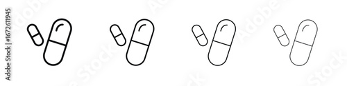 Pill icon symbol pictogram set