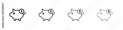 Piggy bank icon symbol pictogram set
