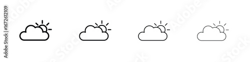 Partially cloudy icon symbol pictogram set