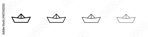 Paper boat icon symbol pictogram set
