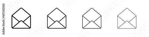Open envelope icon symbol pictogram set