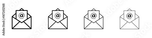 Open email icon symbol pictogram set