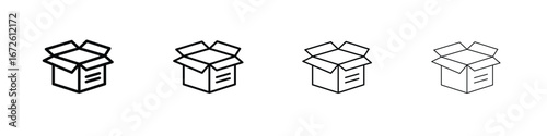 Open box icon symbol pictogram set