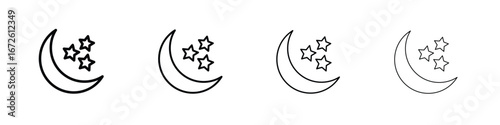 Moon stars icon symbol pictogram set
