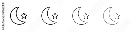 Moon icon symbol pictogram set