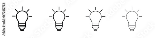 Lightbulb icon symbol pictogram set