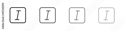 Italic button icon symbol pictogram set