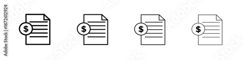 Invoice icon symbol pictogram set