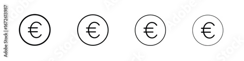 Euro icon symbol pictogram set