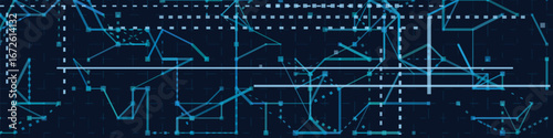 Abstract vector tech background with geometric lines and patterns.